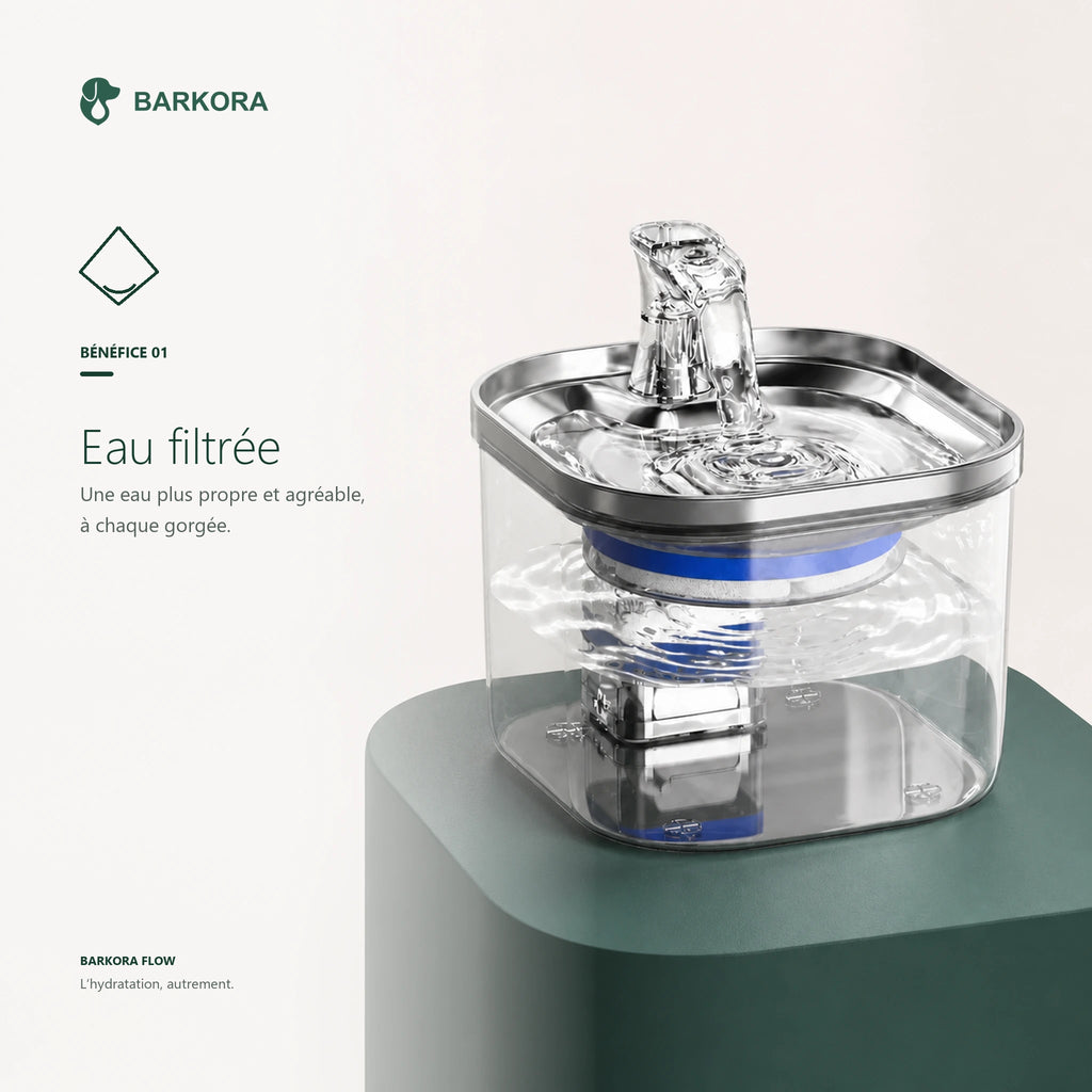 Barkora Flow™ – Fontaine à eau premium en acier inoxydable
