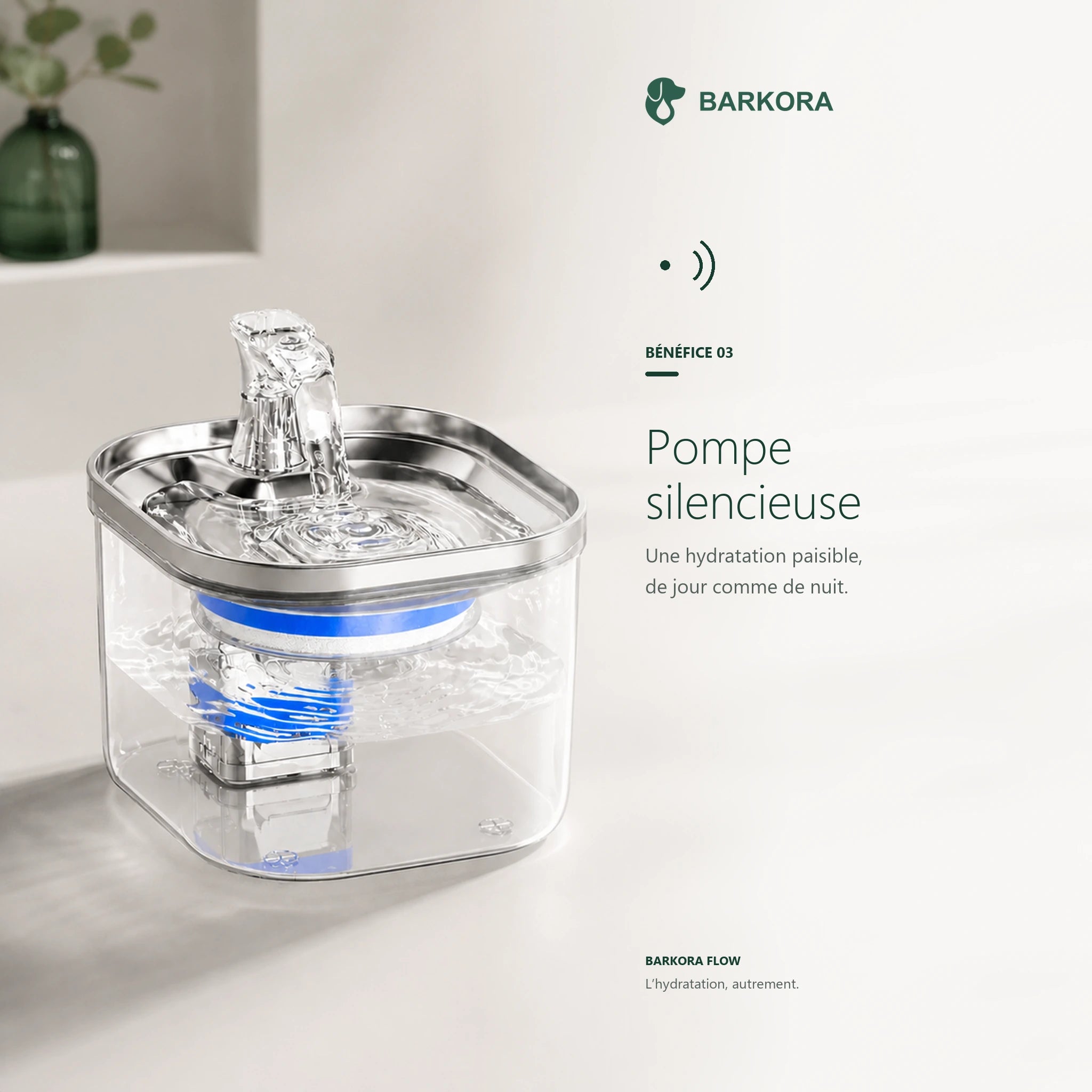 Barkora Flow™ – Fontaine à eau premium en acier inoxydable