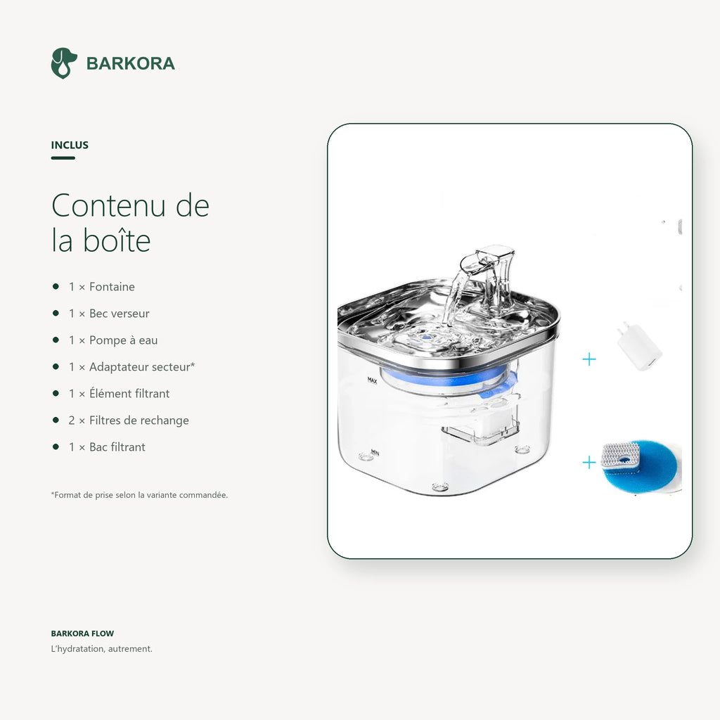 Barkora Flow™ – Fontaine à eau premium en acier inoxydable