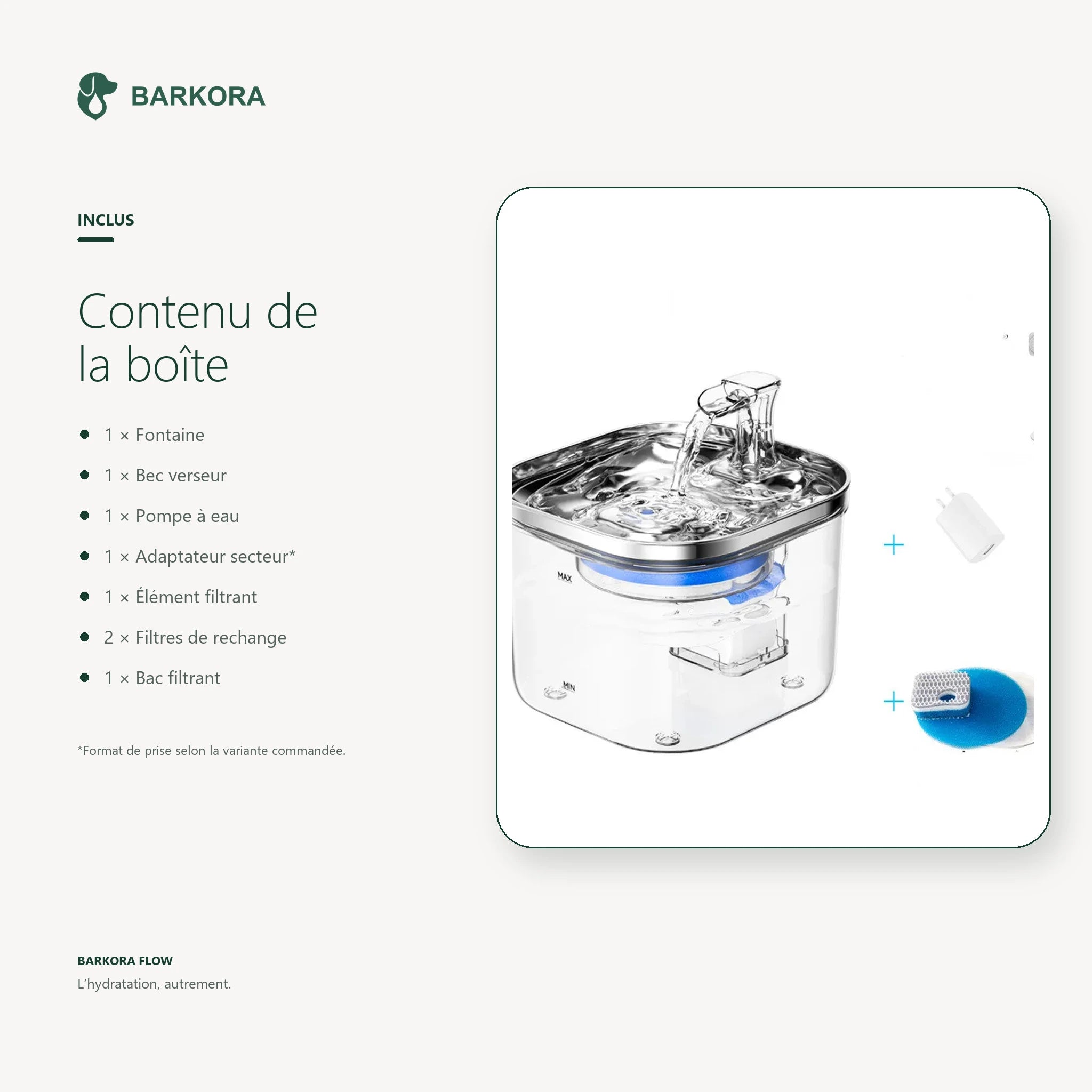Barkora Flow™ – Fontaine à eau premium en acier inoxydable